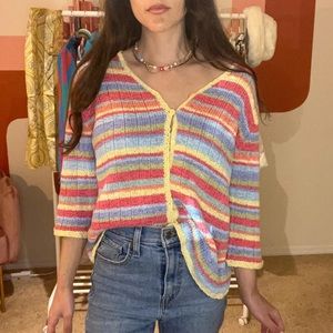 Y2K mid-sleeve knit cardigan 🌈✨